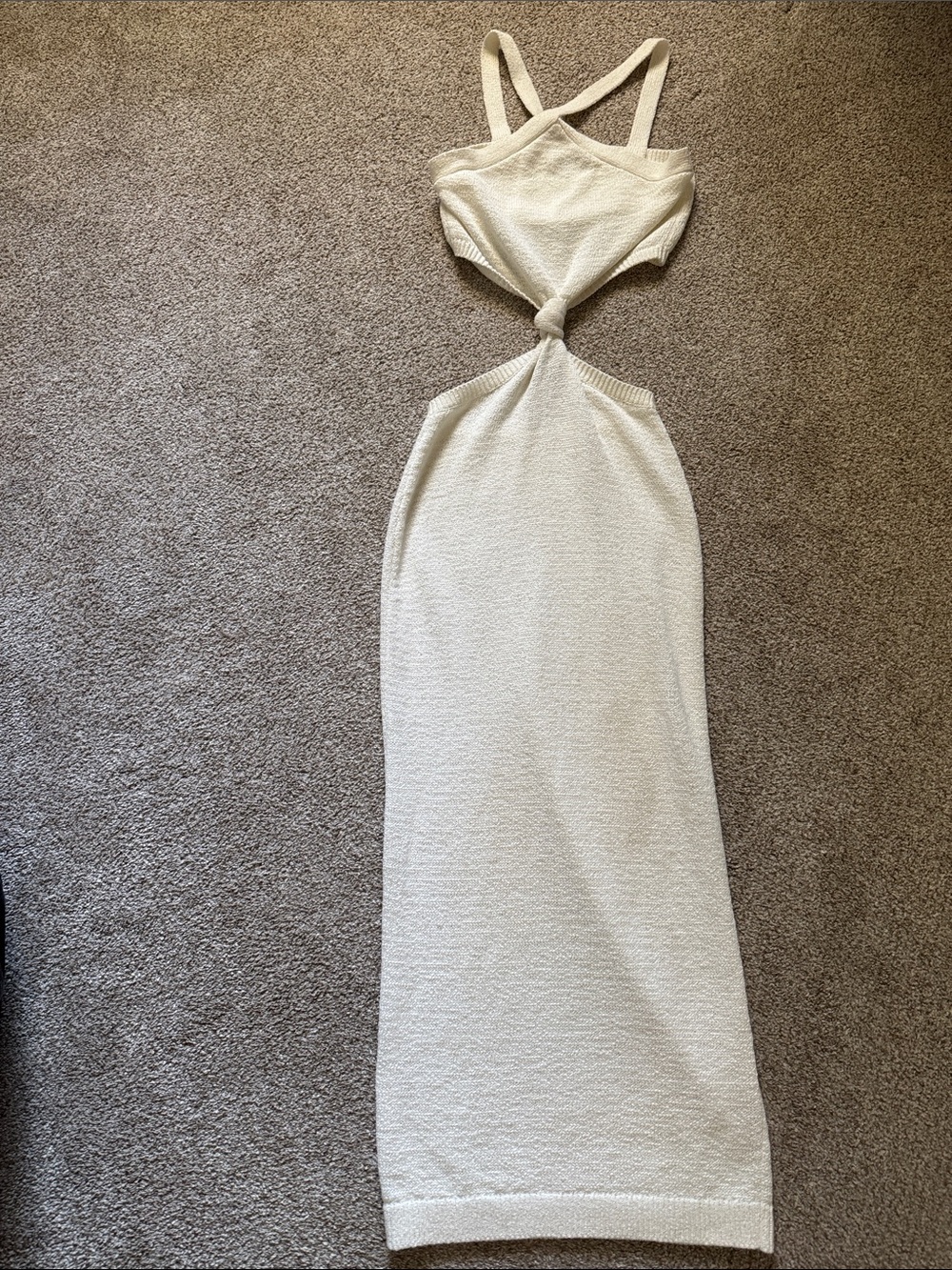 Express Cream Knotted Cutout Maxi Dress